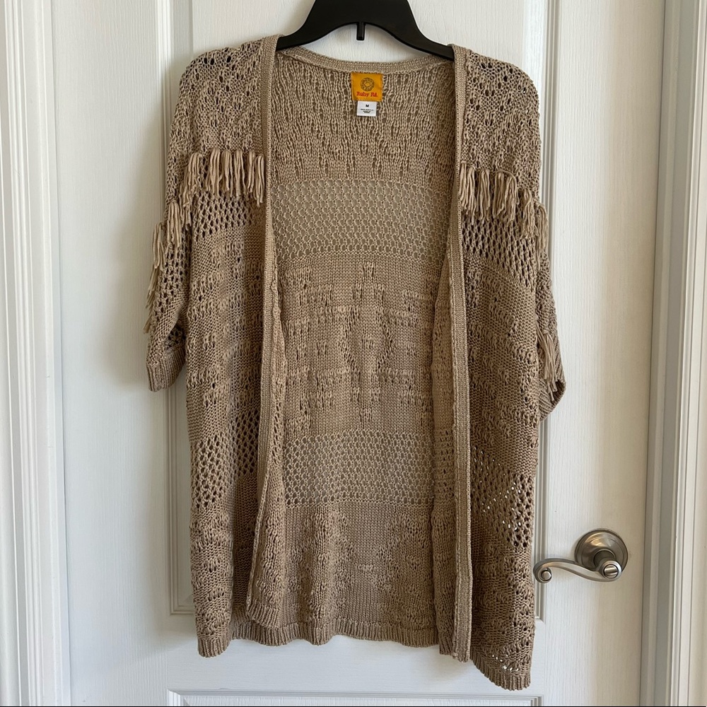Khaki Short Sleeve Knit Cardigan